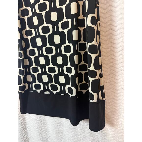 BN #6 Tiana B Black & Cream Geometric Print Dress – Size PM (Petite Medium) - Picture 3 of 4
